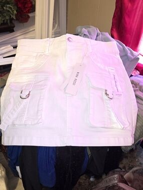 Rina Rossi White Cargo Pocket Mini Skirt